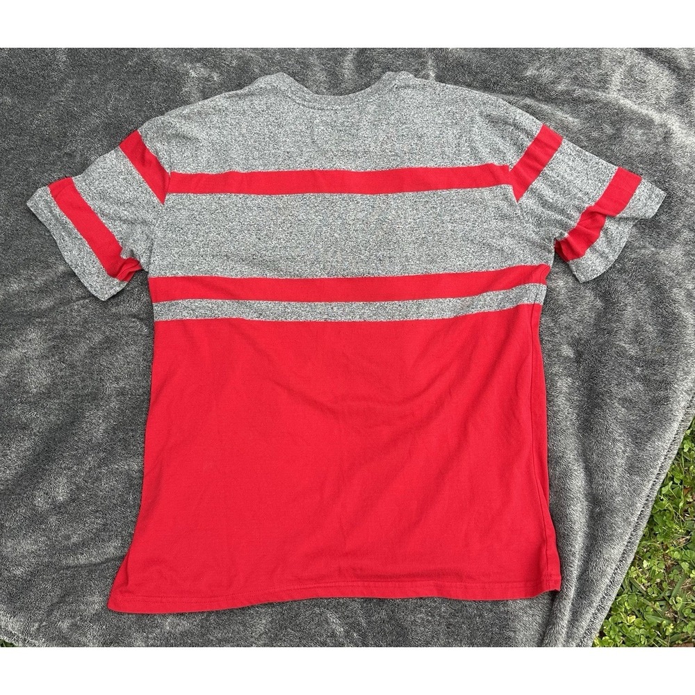 Ecko Unltd Mens Graphic T-Shirt Red Gray Striped FU Logo Y2K Streetwear 1972 - Picture 9 of 13